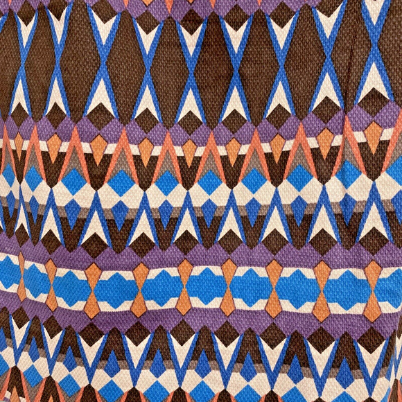 J Crew size 8 casual skirt multicolor cotton stretch geometric print pockets zip - Picture 2 of 5